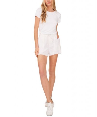 Women's Drawstring Frayed-Hem Shorts Ultra White $24.68 Shorts