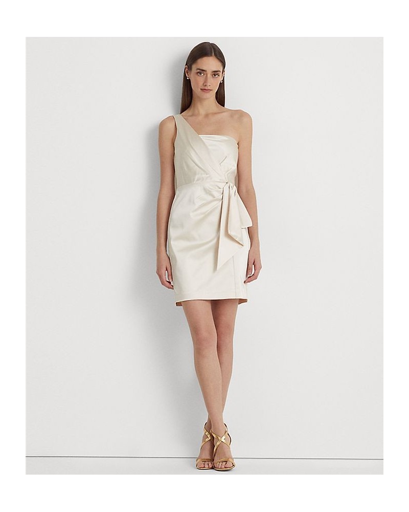 Women's Satin One-Shoulder Cocktail Dress Mascarpone Cream $96.25 Dresses