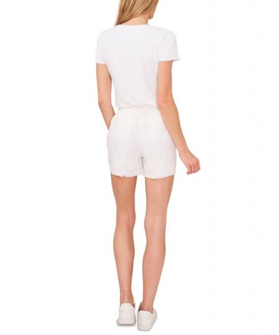 Women's Drawstring Frayed-Hem Shorts Ultra White $24.68 Shorts