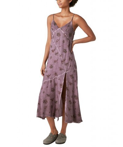 Women's Slip Midi Dress Burgundy Multi $49.02 Dresses