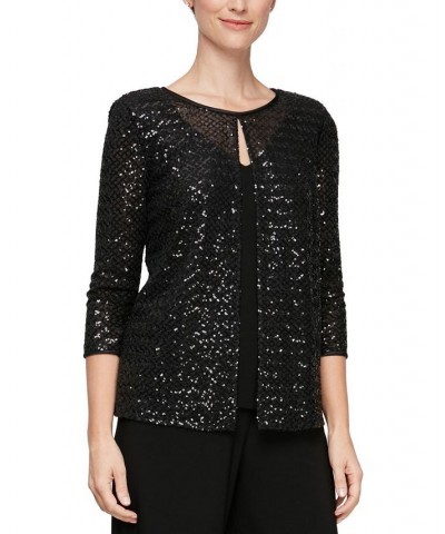 V-Neck Tank Top & Sequin Jacket Black $52.39 Tops