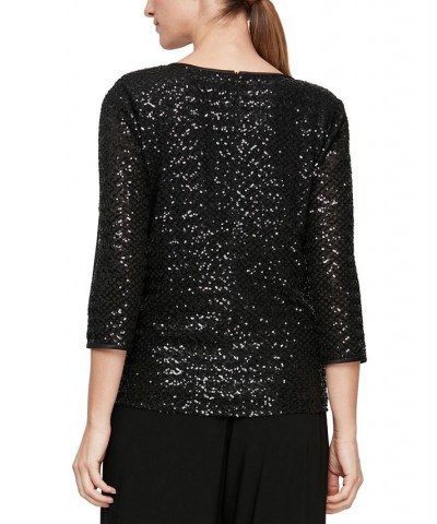 V-Neck Tank Top & Sequin Jacket Black $52.39 Tops