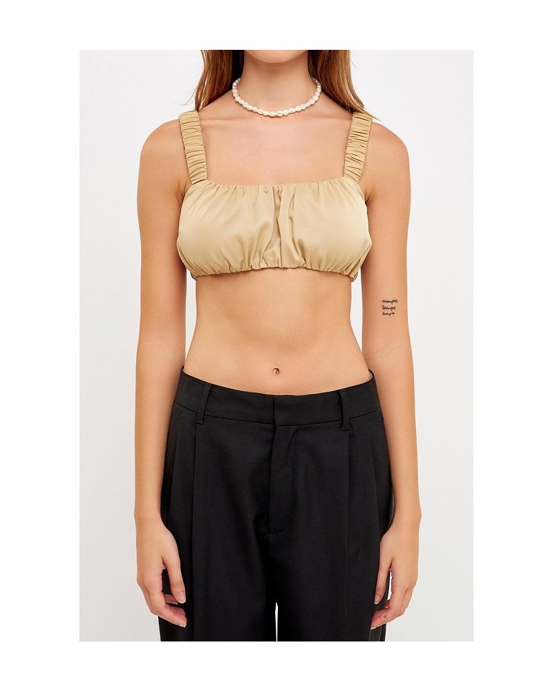 Women's Scrunchie Bandeau Top Khaki $30.80 Tops