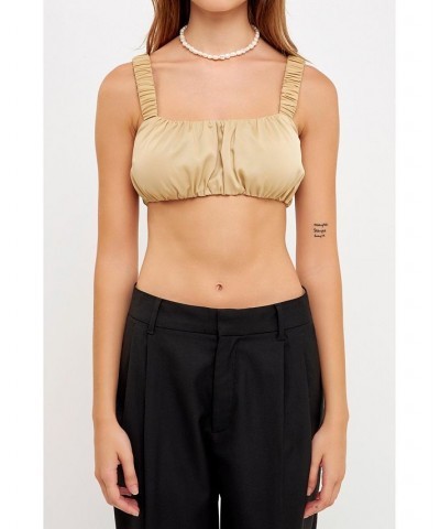 Women's Scrunchie Bandeau Top Khaki $30.80 Tops