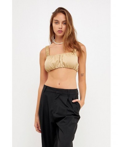 Women's Scrunchie Bandeau Top Khaki $30.80 Tops