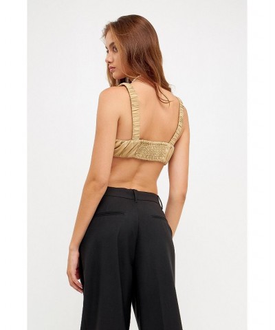 Women's Scrunchie Bandeau Top Khaki $30.80 Tops