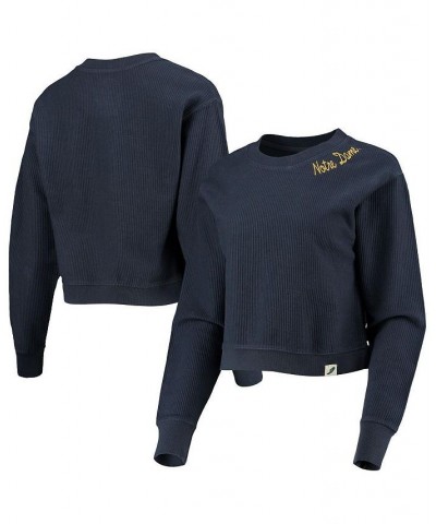 Women's Navy Notre Dame Fighting Irish Corded Timber Cropped Pullover Sweatshirt Navy $40.79 Sweatshirts