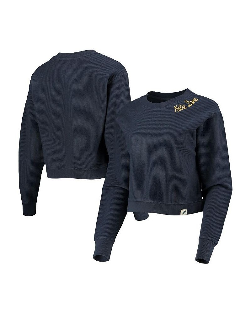 Women's Navy Notre Dame Fighting Irish Corded Timber Cropped Pullover Sweatshirt Navy $40.79 Sweatshirts