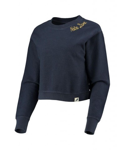 Women's Navy Notre Dame Fighting Irish Corded Timber Cropped Pullover Sweatshirt Navy $40.79 Sweatshirts