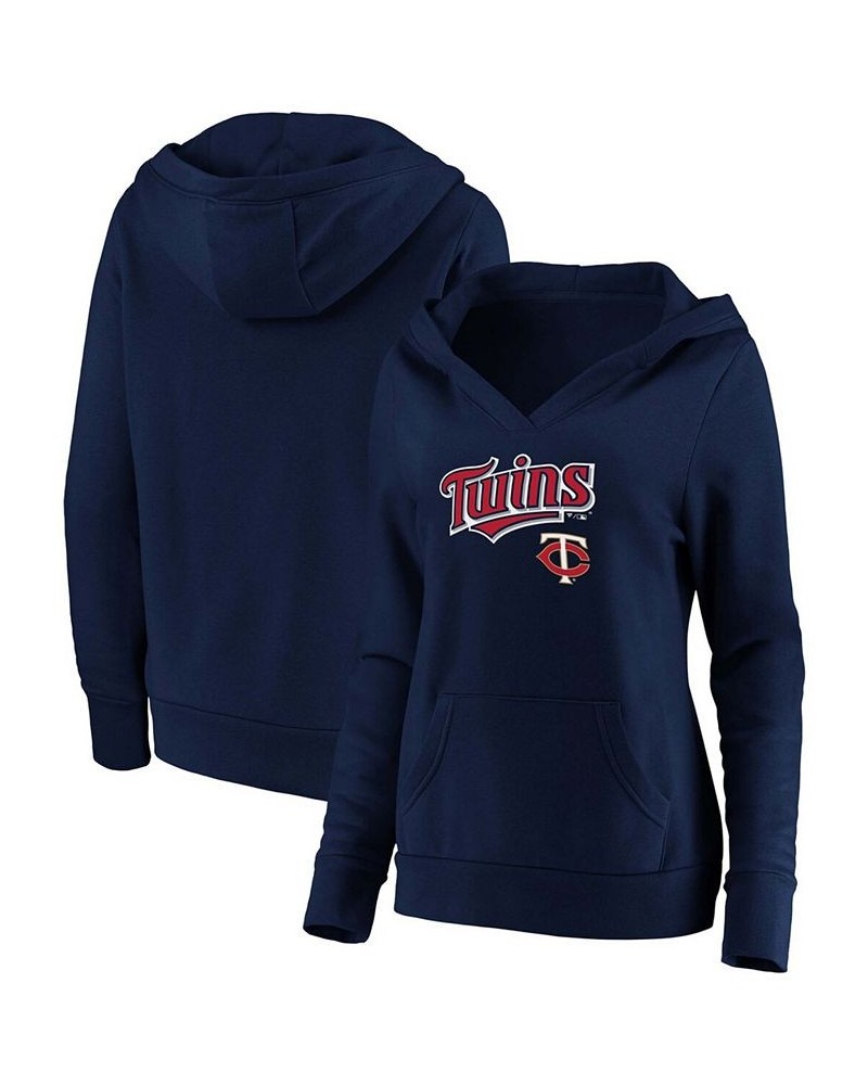 Plus Size Navy Minnesota Twins Core Team Lockup V-Neck Pullover Hoodie Navy $36.80 Sweatshirts