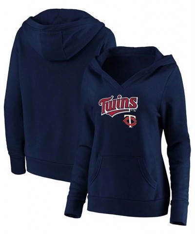 Plus Size Navy Minnesota Twins Core Team Lockup V-Neck Pullover Hoodie Navy $36.80 Sweatshirts