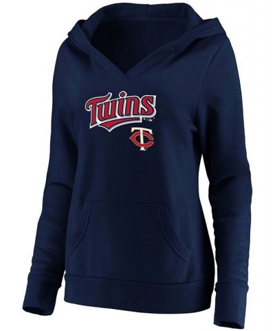 Plus Size Navy Minnesota Twins Core Team Lockup V-Neck Pullover Hoodie Navy $36.80 Sweatshirts