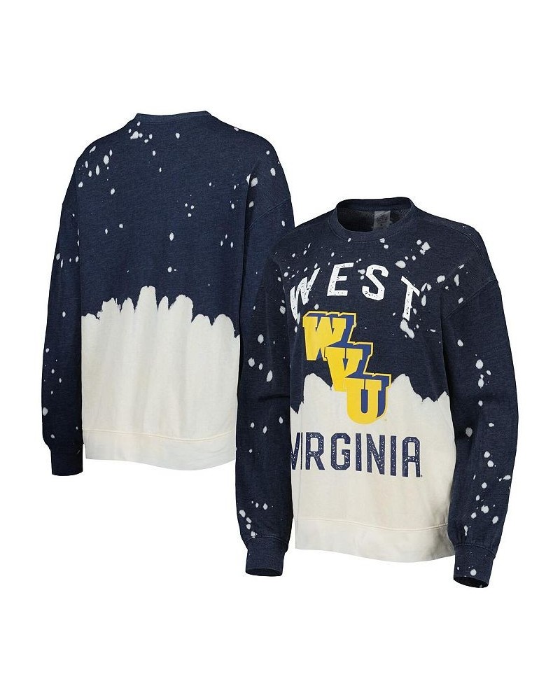 Women's Navy West Virginia Mountaineers Twice As Nice Faded Dip-Dye Pullover Sweatshirt Blue $27.30 Sweatshirts