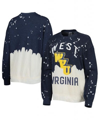 Women's Navy West Virginia Mountaineers Twice As Nice Faded Dip-Dye Pullover Sweatshirt Blue $27.30 Sweatshirts