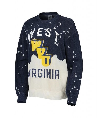 Women's Navy West Virginia Mountaineers Twice As Nice Faded Dip-Dye Pullover Sweatshirt Blue $27.30 Sweatshirts