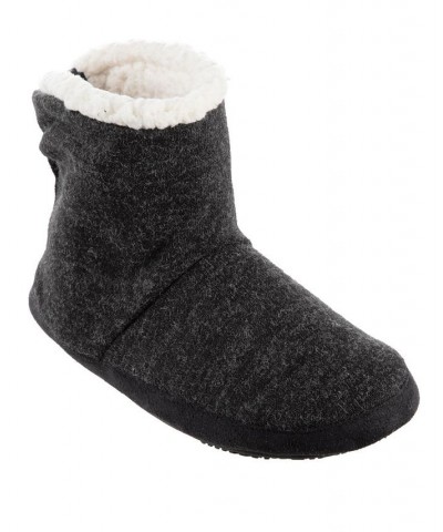 Women's Microsuede and Heathered Knit Marisol Boot Slipper Online Only Black $13.45 Shoes