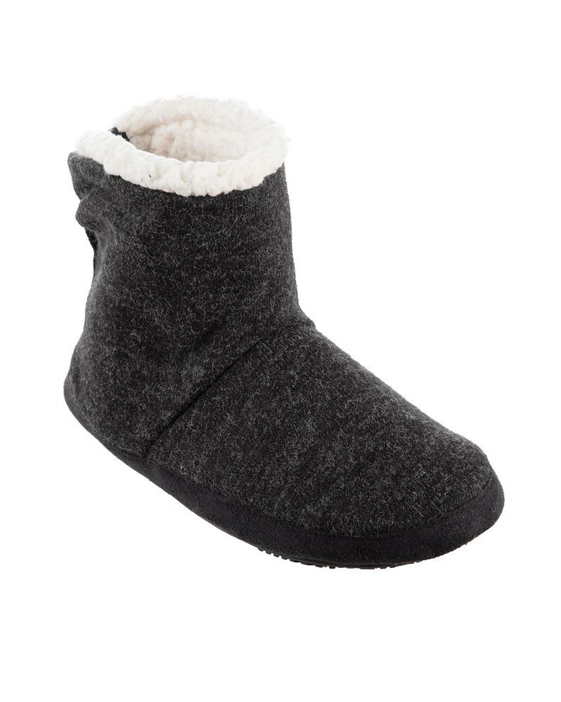 Women's Microsuede and Heathered Knit Marisol Boot Slipper Online Only Black $13.45 Shoes