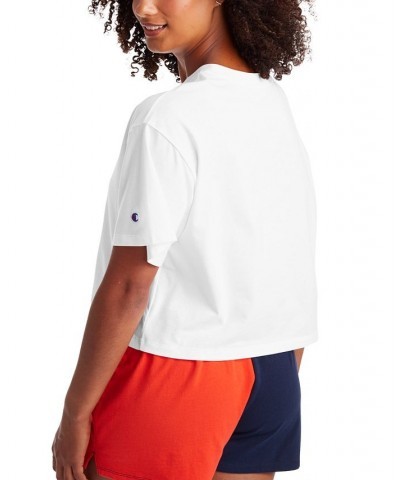 Women's Logo Cropped T-Shirt White $11.79 Tops