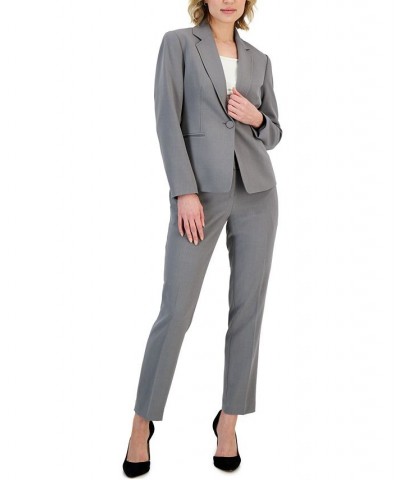 Women's Crepe One-Button Pantsuit Regular & Petite Sizes Gray $73.50 Suits