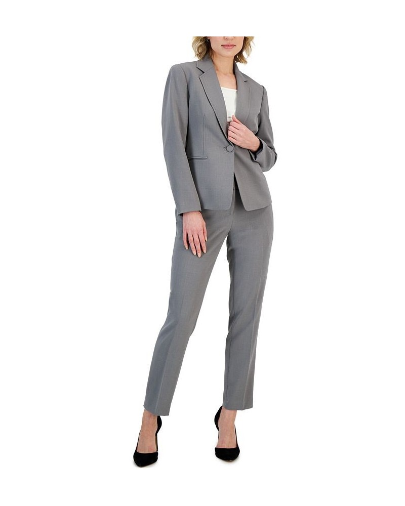 Women's Crepe One-Button Pantsuit Regular & Petite Sizes Gray $73.50 Suits