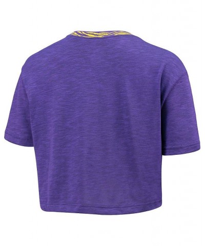 Women's Purple LSU Tigers Slub Ringer Performance Cropped T-shirt Purple $22.50 Tops