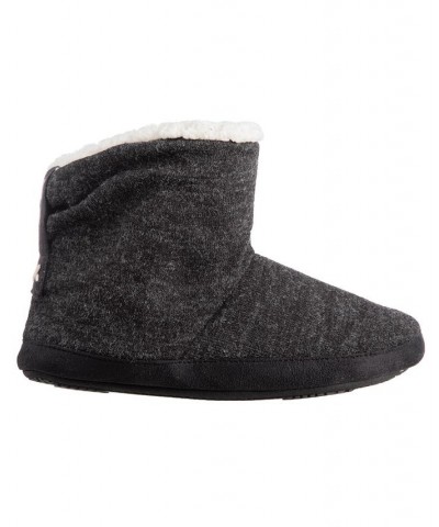 Women's Microsuede and Heathered Knit Marisol Boot Slipper Online Only Black $13.45 Shoes