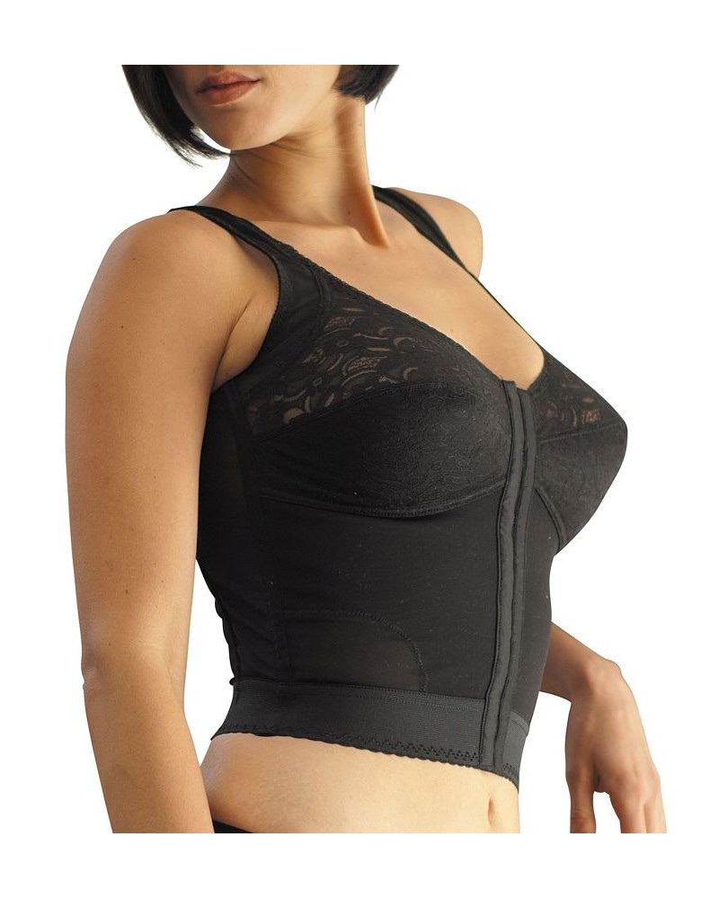 Women's Front Closure Longline Posture Support Bra Black $32.50 Bras