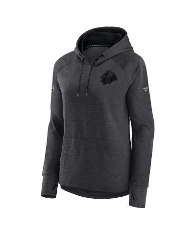 Women's Chicago Blackhawks Authentic Pro Road Performance Raglan Pullover Hoodie Heather Charcoal $39.60 Sweatshirts