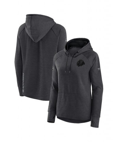 Women's Chicago Blackhawks Authentic Pro Road Performance Raglan Pullover Hoodie Heather Charcoal $39.60 Sweatshirts