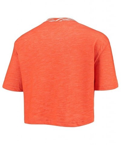 Women's Orange Clemson Tigers Slub Ringer Performance Cropped T-shirt Orange $23.84 Tops