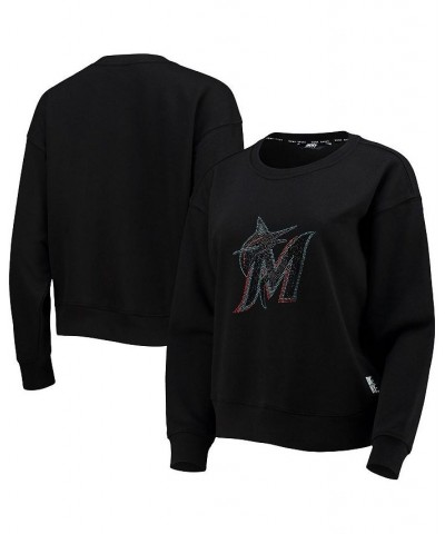 Women's Black Miami Marlins Carrie Pullover Sweatshirt Black $42.39 Sweatshirts