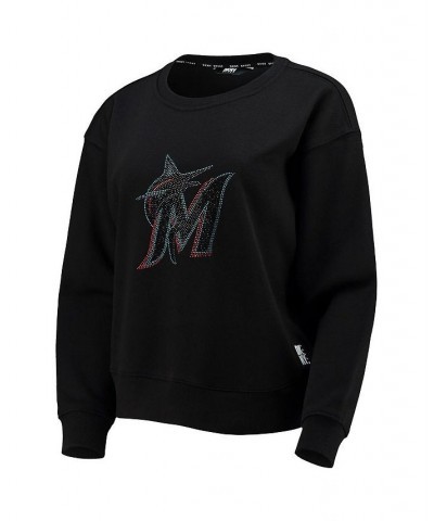 Women's Black Miami Marlins Carrie Pullover Sweatshirt Black $42.39 Sweatshirts