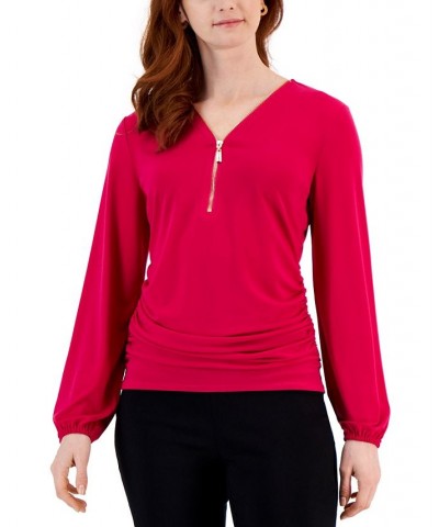 Women's Zip-Front Ruched Top Electric Sea $14.30 Tops