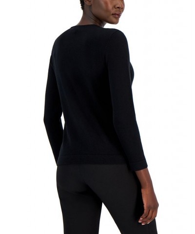 Women's Crossover-Neckline Long-Sleeve Top Anne Black $29.43 Tops