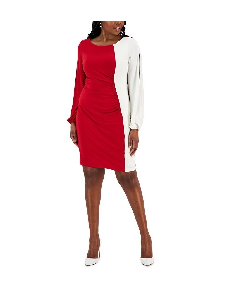 Women's Quinn Colorblocked Split-Sleeve Dress Red $31.85 Dresses