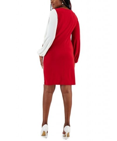 Women's Quinn Colorblocked Split-Sleeve Dress Red $31.85 Dresses