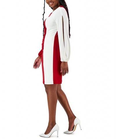 Women's Quinn Colorblocked Split-Sleeve Dress Red $31.85 Dresses