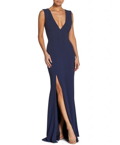 Sandra V-Neck Gown Blue $85.28 Dresses