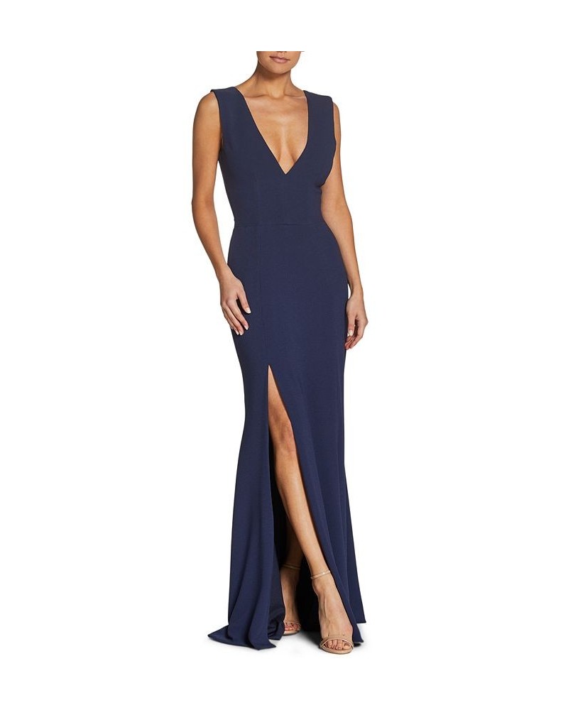 Sandra V-Neck Gown Blue $85.28 Dresses