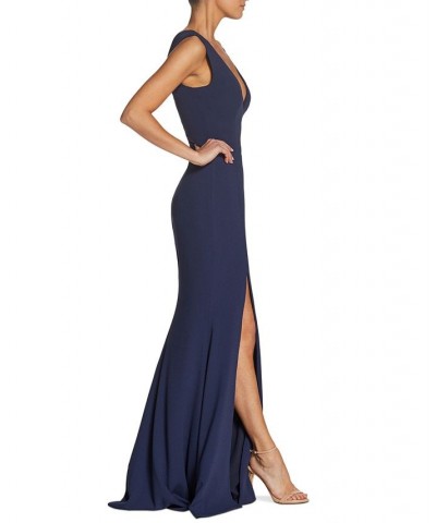 Sandra V-Neck Gown Blue $85.28 Dresses