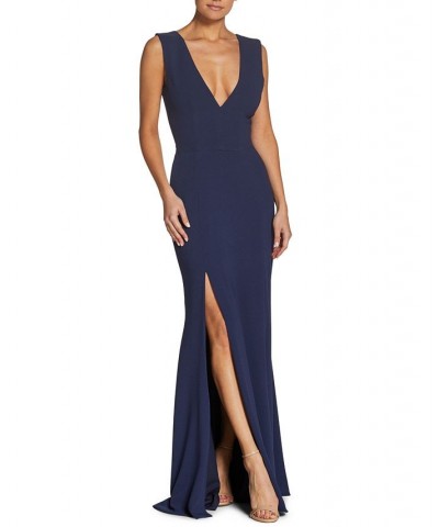 Sandra V-Neck Gown Blue $85.28 Dresses