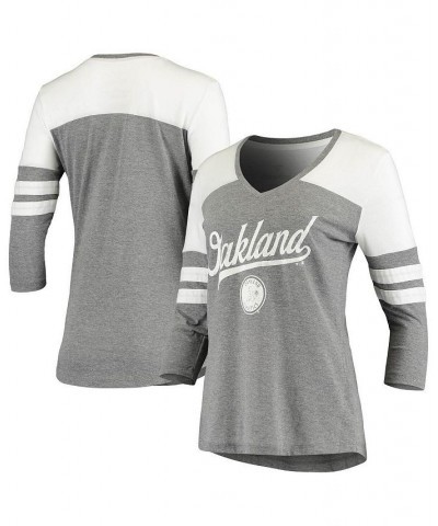 Women's Heather Gray Oakland Athletics Victory Launch 3/4 Sleeve Tri-Blend T-shirt Heathered Gray $25.00 Tops