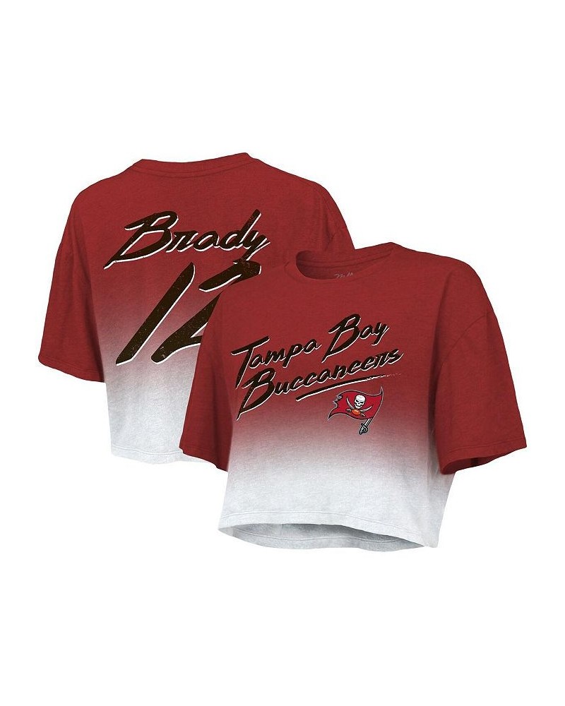 Women's Tampa Bay Buccaneers Drip-Dye Player Name and Number Tri-Blend Crop T-shirt Red, White $27.30 Tops