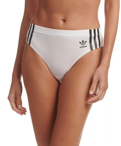 Women's 3-Stripes Wide-Side Thong Underwear 4A1H63 White $12.32 Underwears