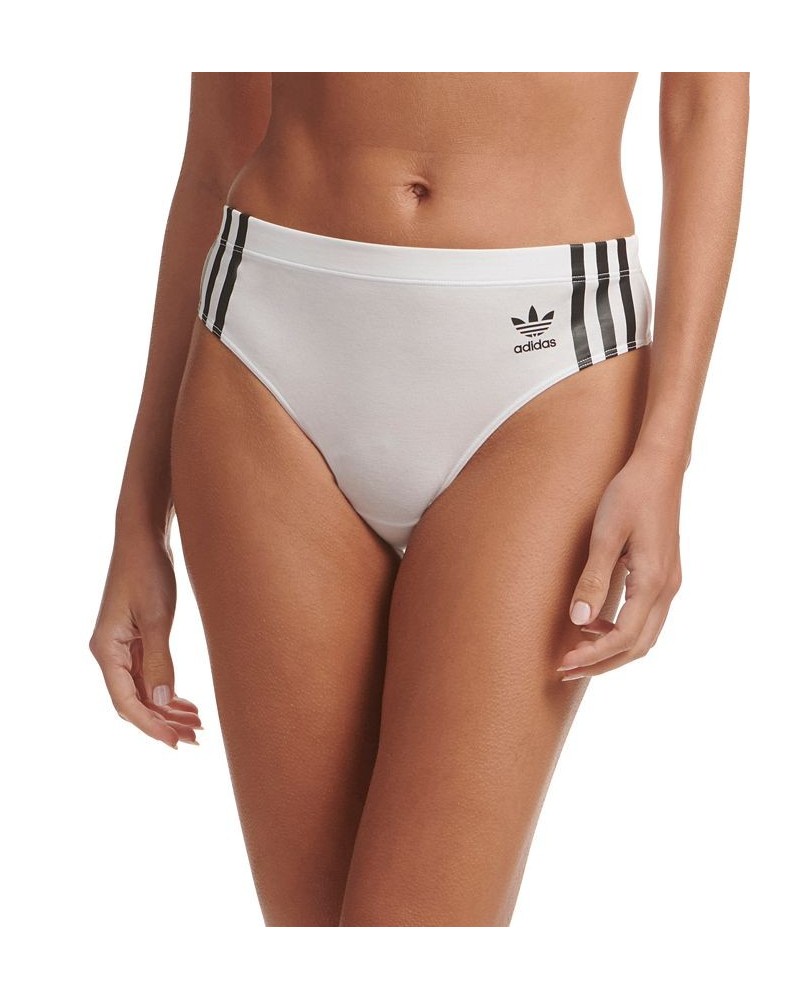 Women's 3-Stripes Wide-Side Thong Underwear 4A1H63 White $12.32 Underwears