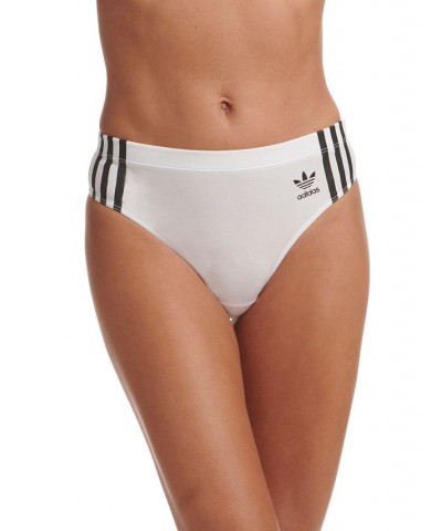 Women's 3-Stripes Wide-Side Thong Underwear 4A1H63 White $12.32 Underwears