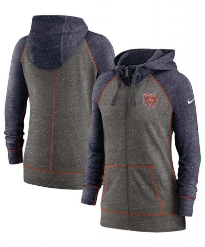 Women's Heathered Charcoal Navy Chicago Bears Gym Vintage-Like Raglan Full-Zip Hoodie Heathered Charcoal $38.40 Sweatshirts