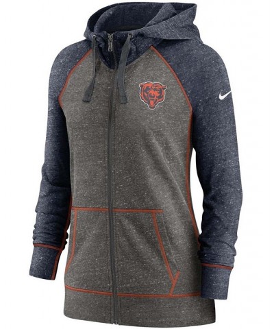 Women's Heathered Charcoal Navy Chicago Bears Gym Vintage-Like Raglan Full-Zip Hoodie Heathered Charcoal $38.40 Sweatshirts