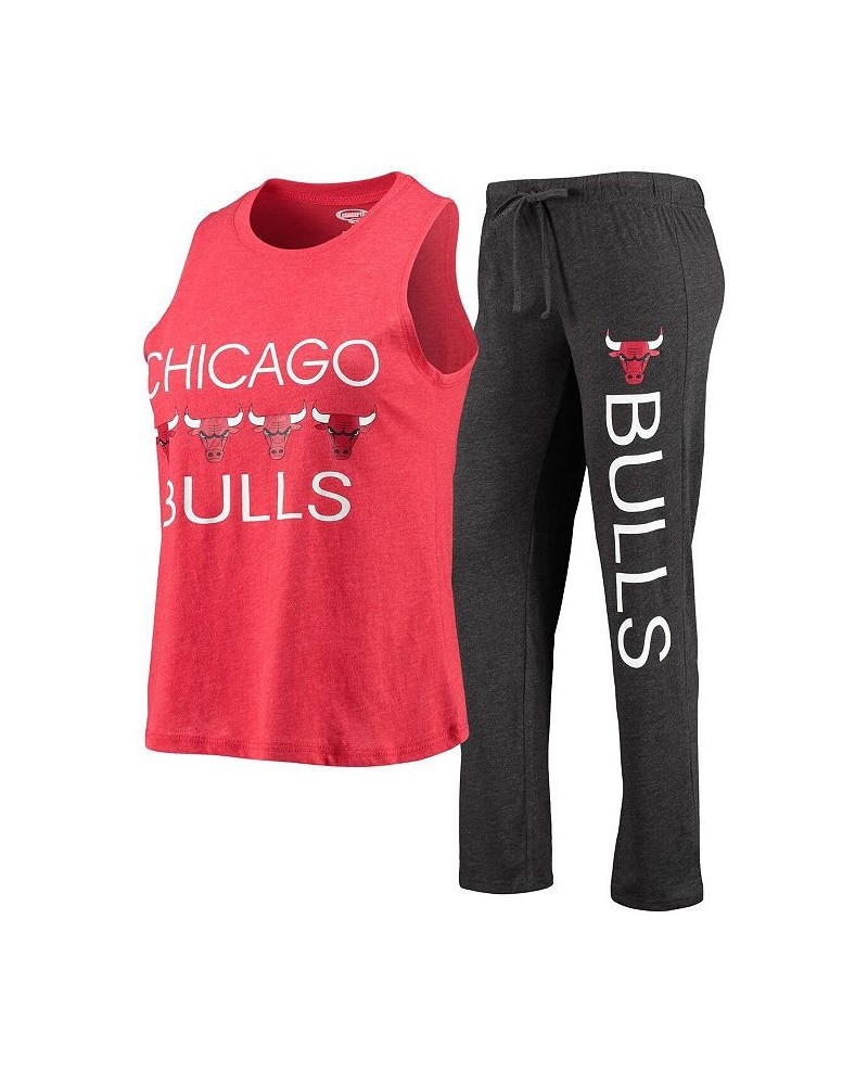 Women's Heathered Red Heathered Black Chicago Bulls Tank Top and Pants Sleep Set Heathered Red, Heathered Black $35.74 Pajama