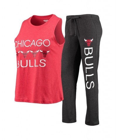 Women's Heathered Red Heathered Black Chicago Bulls Tank Top and Pants Sleep Set Heathered Red, Heathered Black $35.74 Pajama